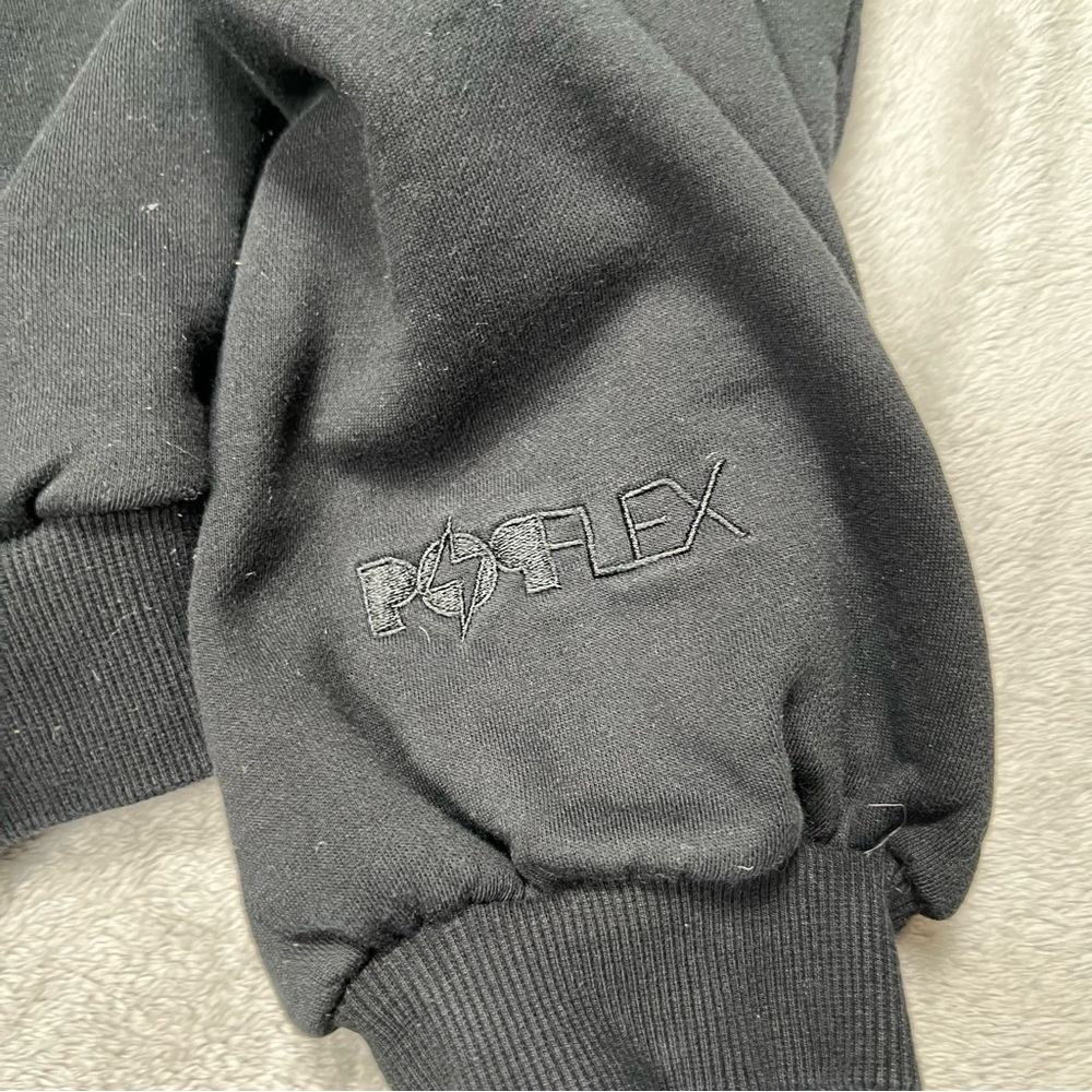 Popflex Cloud Cropped Oversized Hoodie Womens M/L Black Full Zip Sweatshirt - Picture 2 of 10